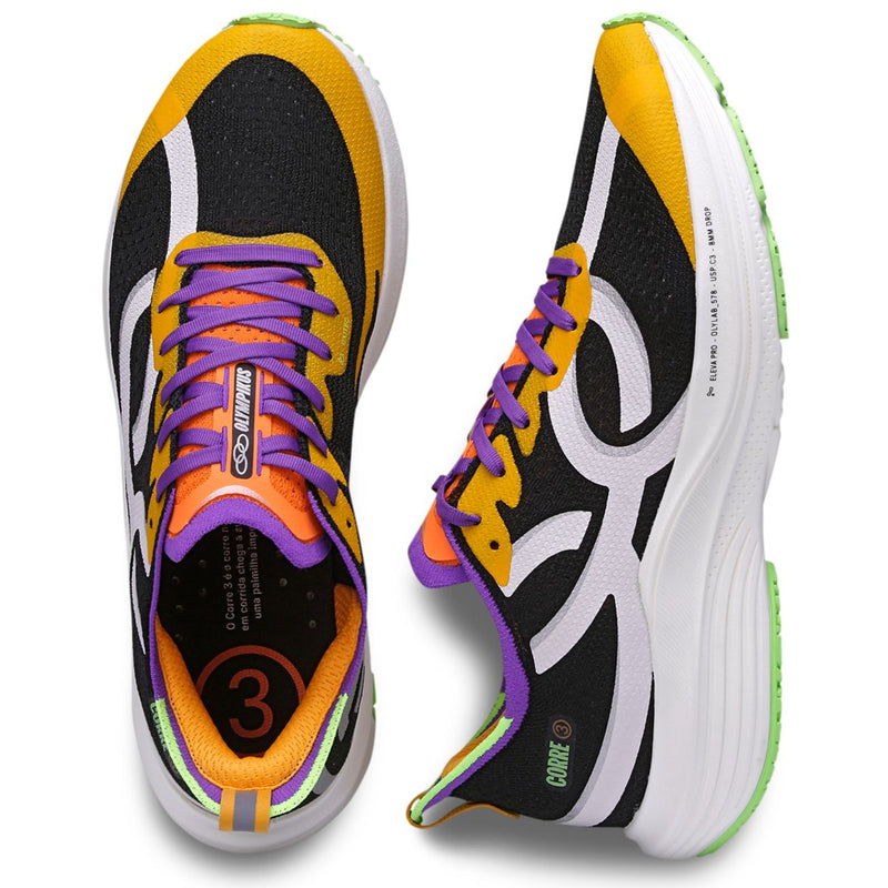 Tênis Olympikus Corre 3 Preto Preto e Laranja