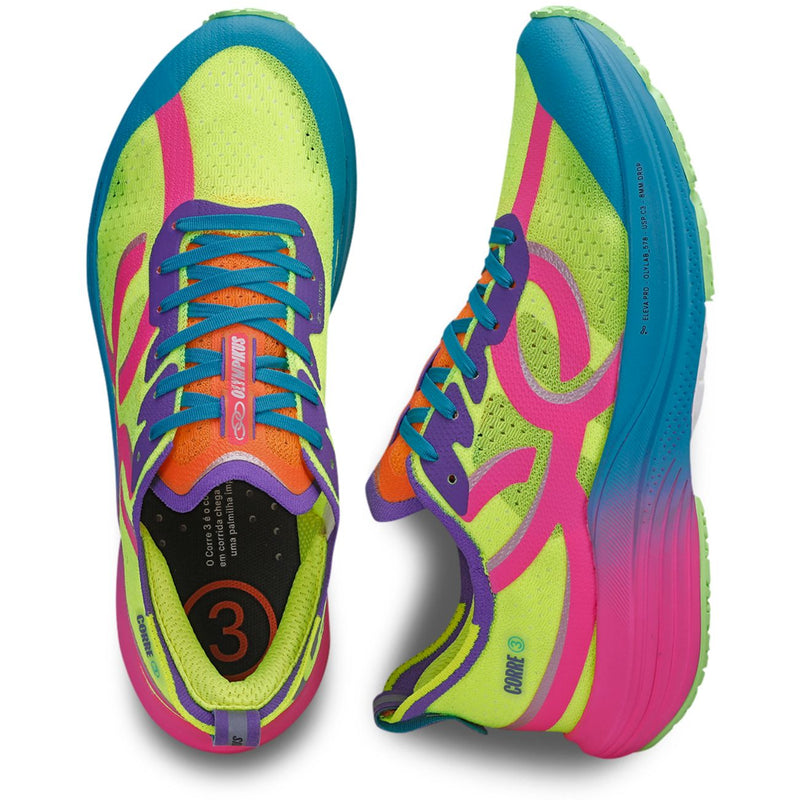 Tênis Corre 3 Verde/Azul/Rosa