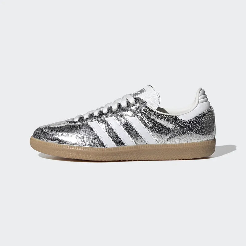 SAMBA OG Silver Metallic Cracked Leather