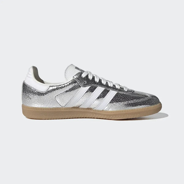 SAMBA OG Silver Metallic Cracked Leather