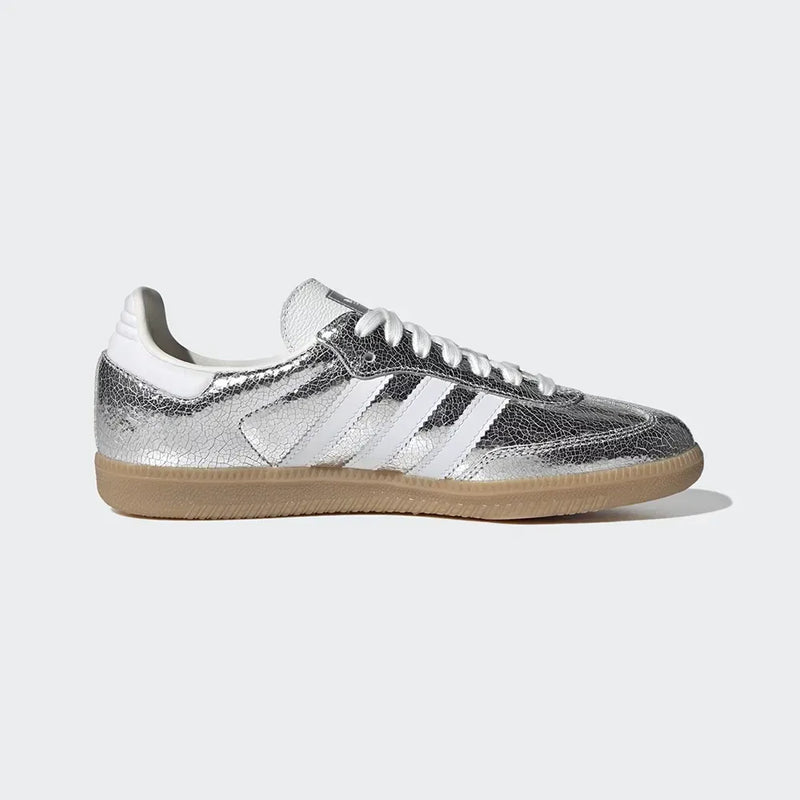 SAMBA OG Silver Metallic Cracked Leather
