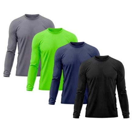 Kit 4 Camiseta Masculina Segunda Pele Proteção Solar UV Térmica Praia Manga Longa Blusa Camisa