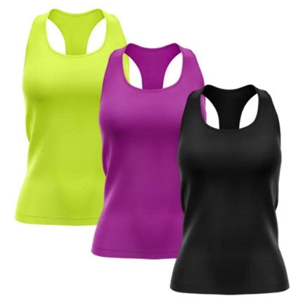 Kit 3 Regata Nadador Feminina Dry Proteção Solar UV Fitness Academia Treino Blusinha Regatas