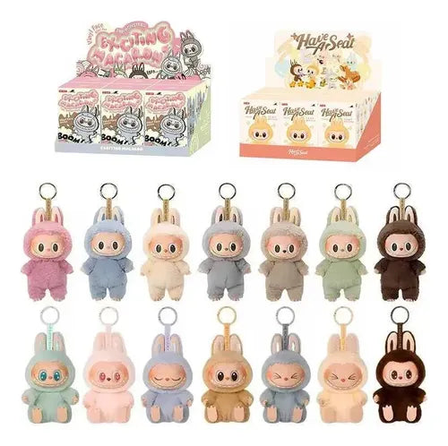 Chaveiro Real Labubu V1 V2 Blind Box Sit Party Action Popmar