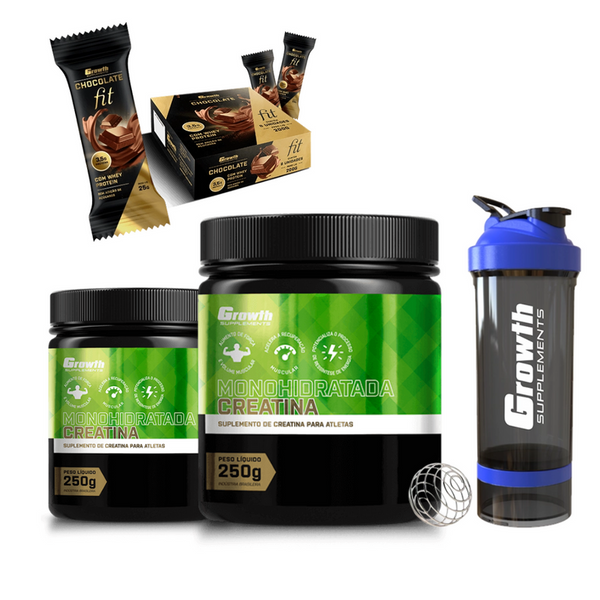 Kit 2 creatina + coqueteleira + brinde CHOCOLATE FIT - DISPLAY C/ 8UN