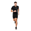 Kit Shorts Bermuda + Camiseta Fitness Corrida MASCULINA ALGODÃO 303 - Preto+Cinza