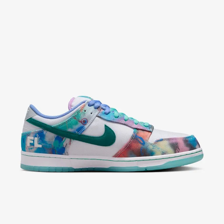 Futura Laboratories x SB Dunk Low White and Geode Teal