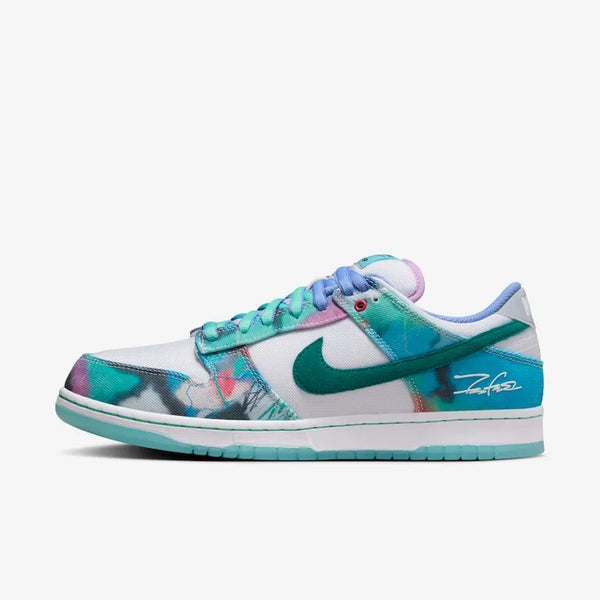 Futura Laboratories x SB Dunk Low White and Geode Teal